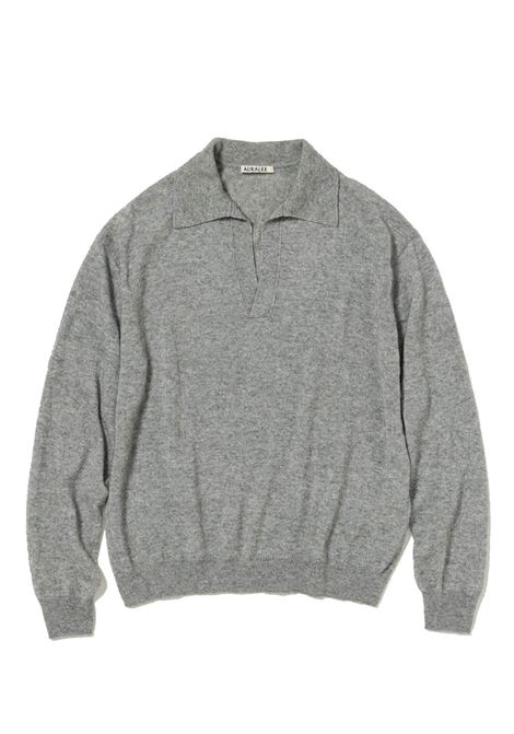 polo super fine cashmere donna grigia AURALEE | A25SP04SCTOP GRAY